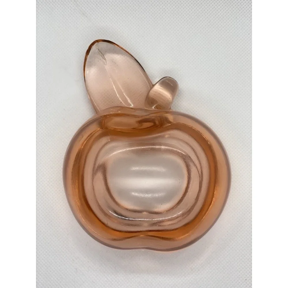 Vtg Pink Art Glass APPLE or Peach Trinket Dish Cigar Ashtray Paper Weight 5x3.5